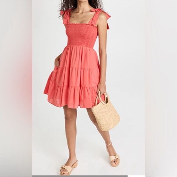 Xirena Lori Dress Smocked elastic bodice ruffle trim, tiered - Picture 1 of 6